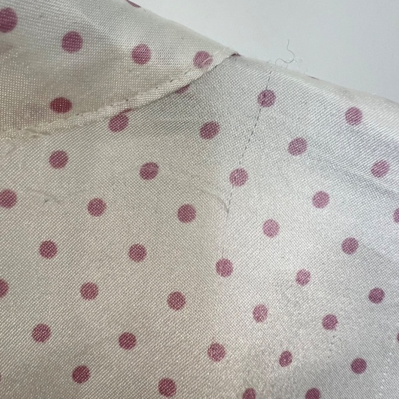 Vintage Linda Bis white satin pink polka dot kimono robe jacket OS - Picture 15 of 15